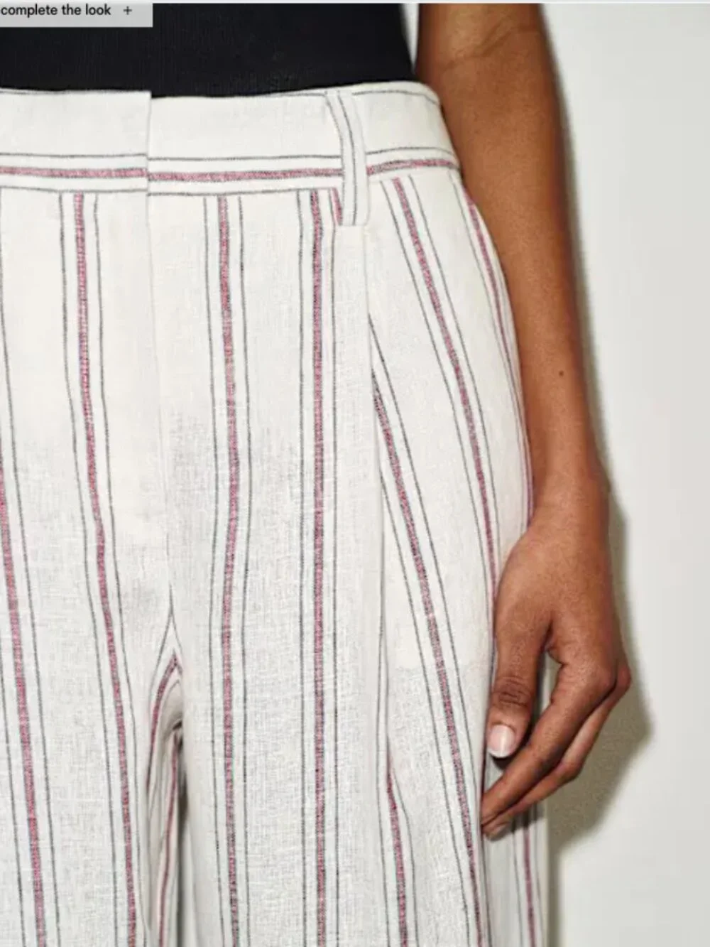 Reformation Alex Linen Mid Rise Stripe Pant